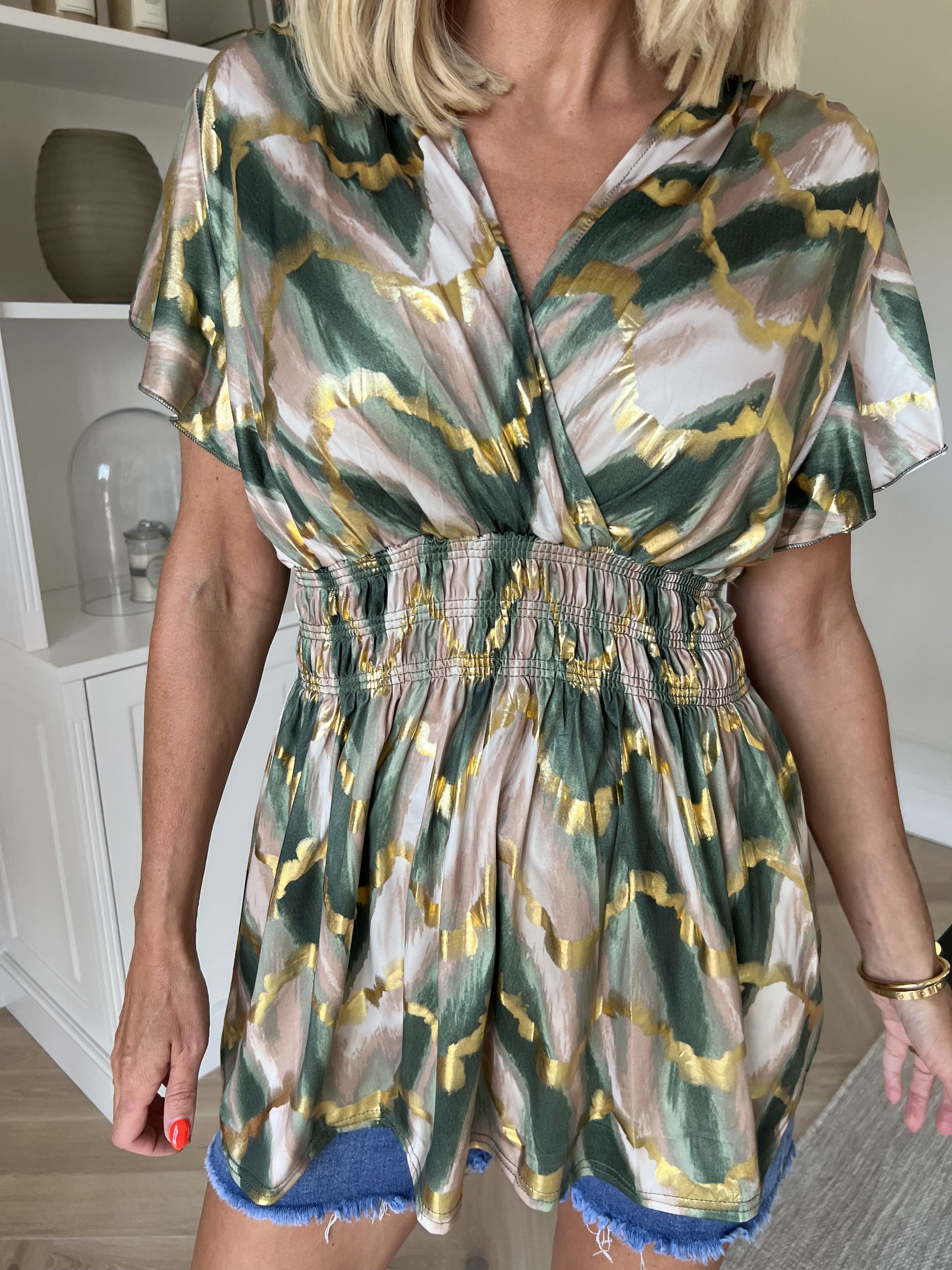 Pams Wave Shirt - Sød tunika i fint med print med smock